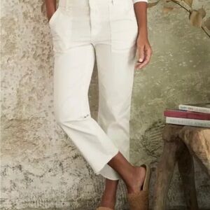 NWT FRANK & EILEEN BLACKSTONE CHALK CROP UTILITY PANTS WOMEN'S SIZE 0 US $298